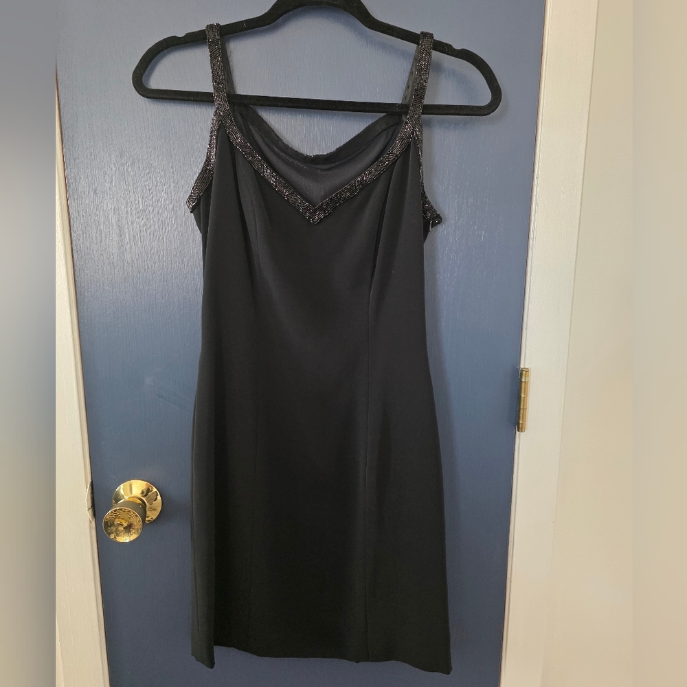 Black Tie Dress with Beaded Straps